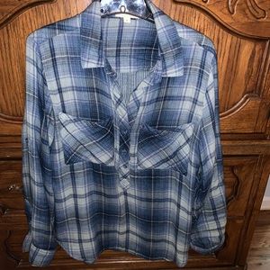 Cloth & Stone Blue plaid shirt